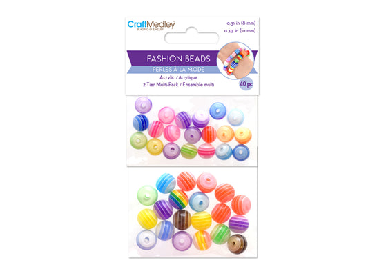 Acrylic Fashion Beads: 40pc Multi-Packs B) Round