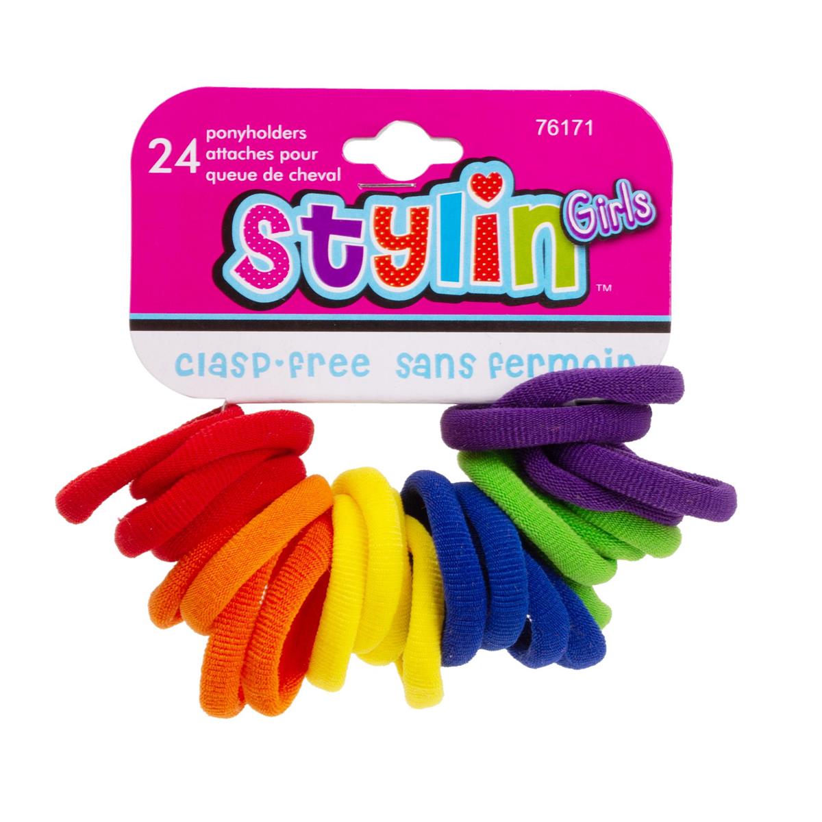 StylinG 24-pc Solid Col. Knitted Mini Ponyholders, hc
