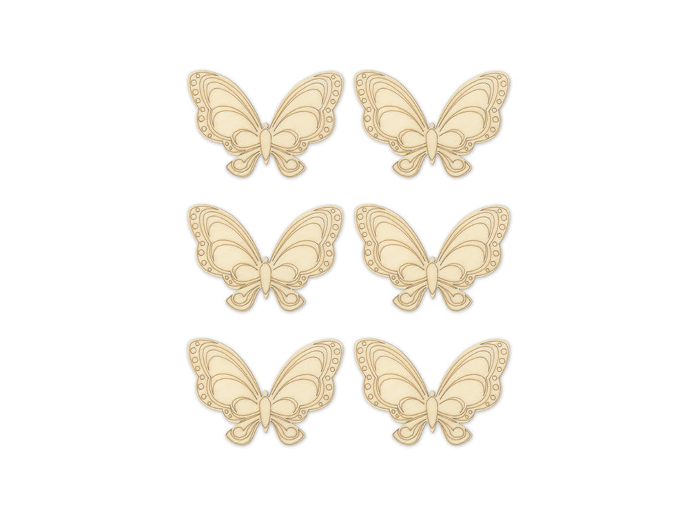 Wood Craft: Laser-Etched Wood Shapes x6 G) Butterfly