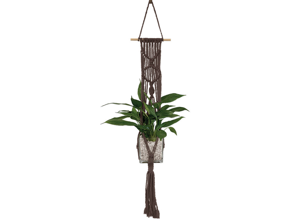 Craft Decor: DIY Macramé Planter Hanger Kit w/Wood Dowel C) Coffee