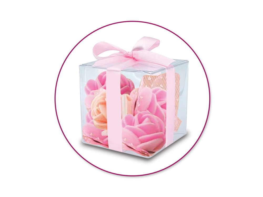 Gift Craft: PET Clear Cube Favor Box Value-Pack B) Med 8cm 3pc