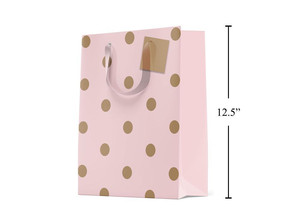 Paper T. Gift Bag, Large, Rose Gold Dots, Matte/HS,