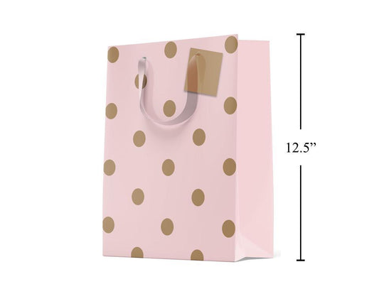 Paper T. Gift Bag, Large, Rose Gold Dots, Matte/HS,