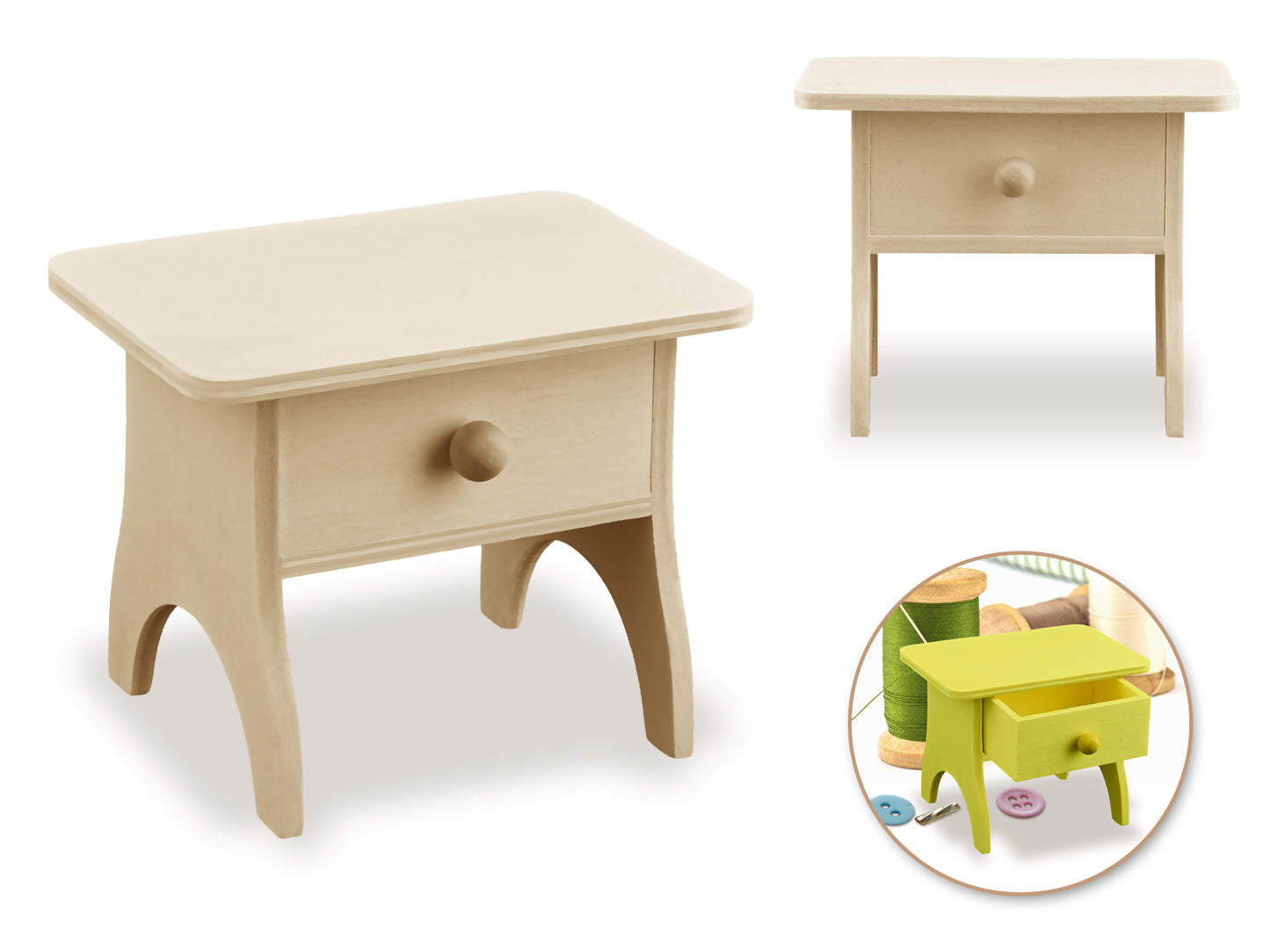 Wood Craft: 4.2"x3"x3.4" Mini DIY Desk/Drawer