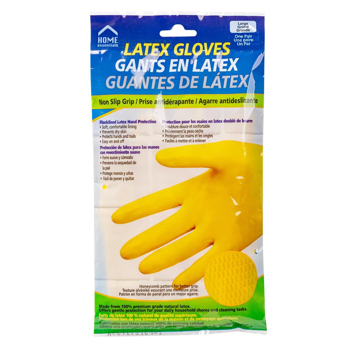 H.E.Rubber Household Gloves, Sz: L, 15 mil, 11.8"L, Flocklined (CS)