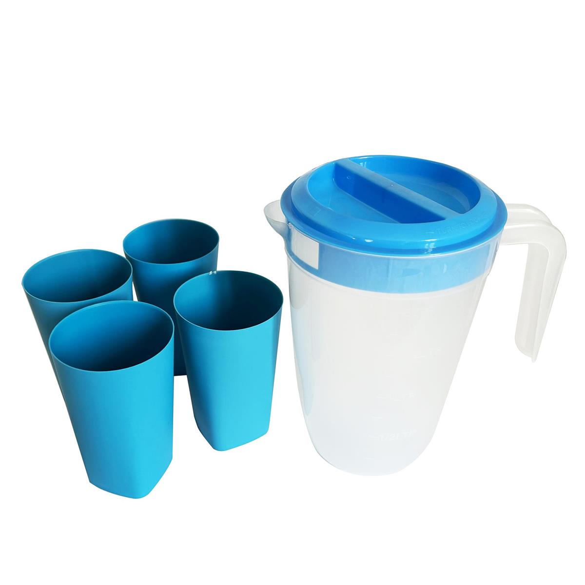 Luciano Plastic 2L Pitcher with 4 480ML Tumblers, Color Label