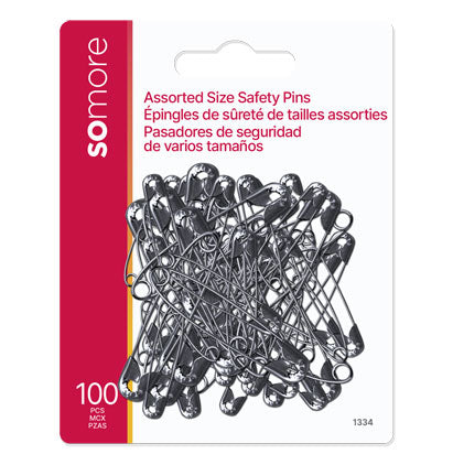 SAFETY PINS 100 ASST. SILVER