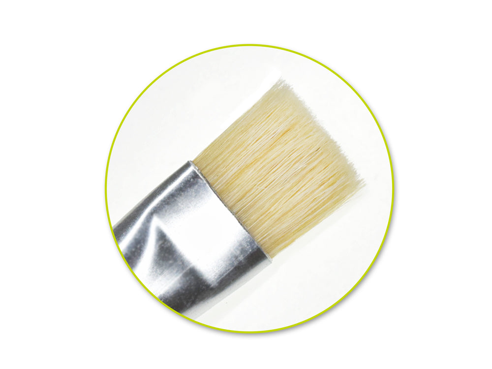 Artist Brush Set: 'Stubbies' Smooth Handle Bristle x3 Wood Handle B) Flat #2/4/6