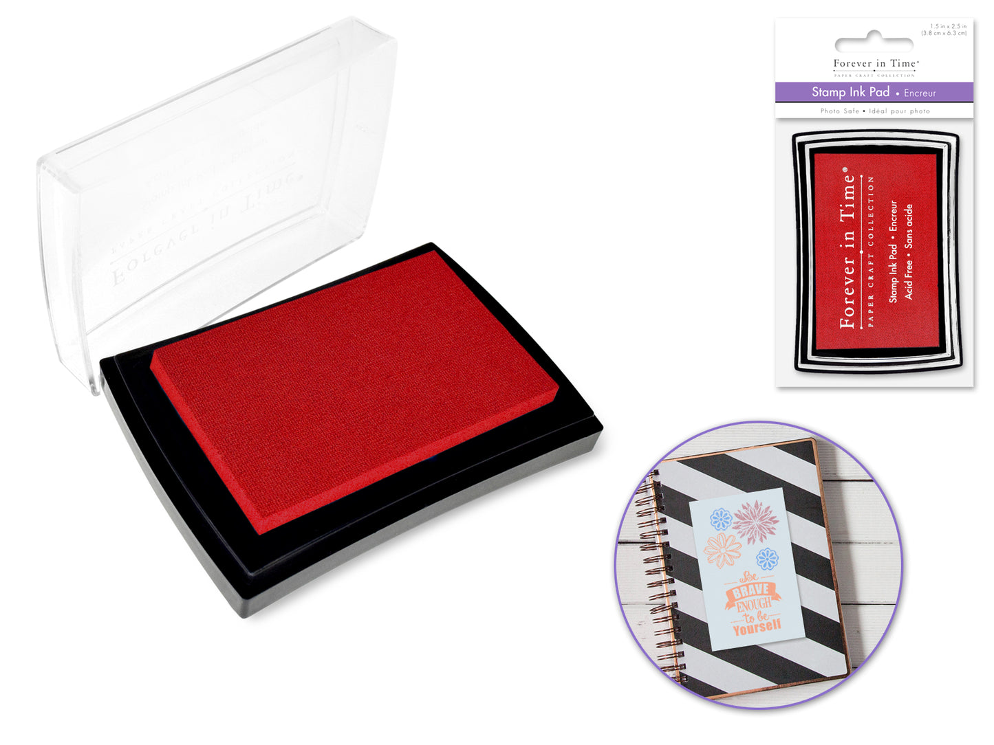 Stamp Ink Pad: 1.5"x2.5" Pigment Solid Color AcidFree K) Really Red