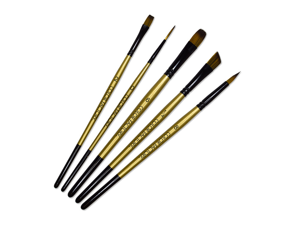 Artist Brush Set: The Golden Era Set x5 Wood Handle B) Detail