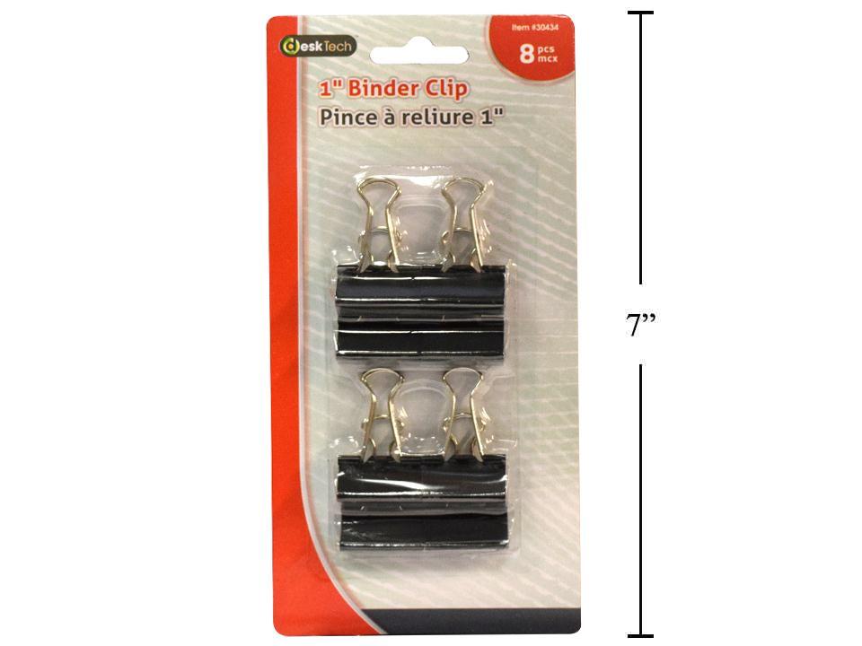 Desk Tech 8-pc 1" Binder Clip, Black, b/c