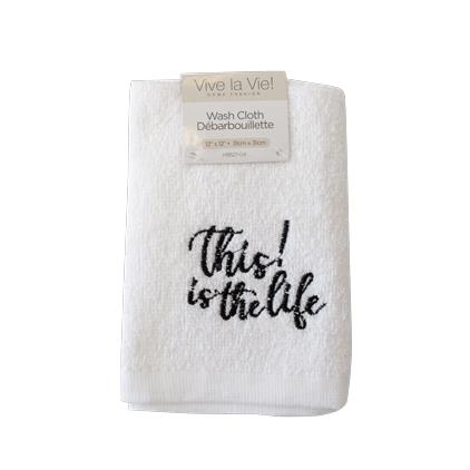 TITL-EMBROIDERED WASH CLOTH -WHITE 12X12"