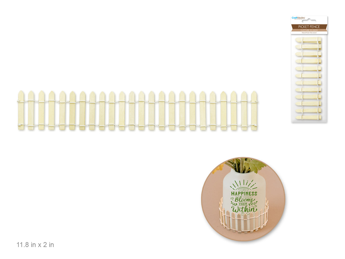 Craftwood: DIY 11.8" Picket Fence 2" Height