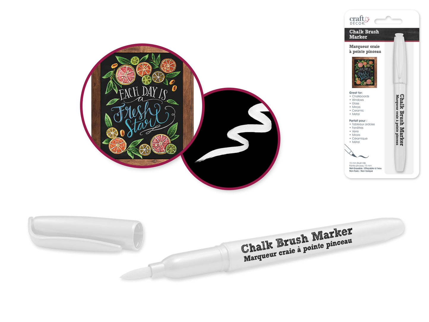 Craft Decor: Chalk-It-Up Brush Marker Blister-Carded B) White