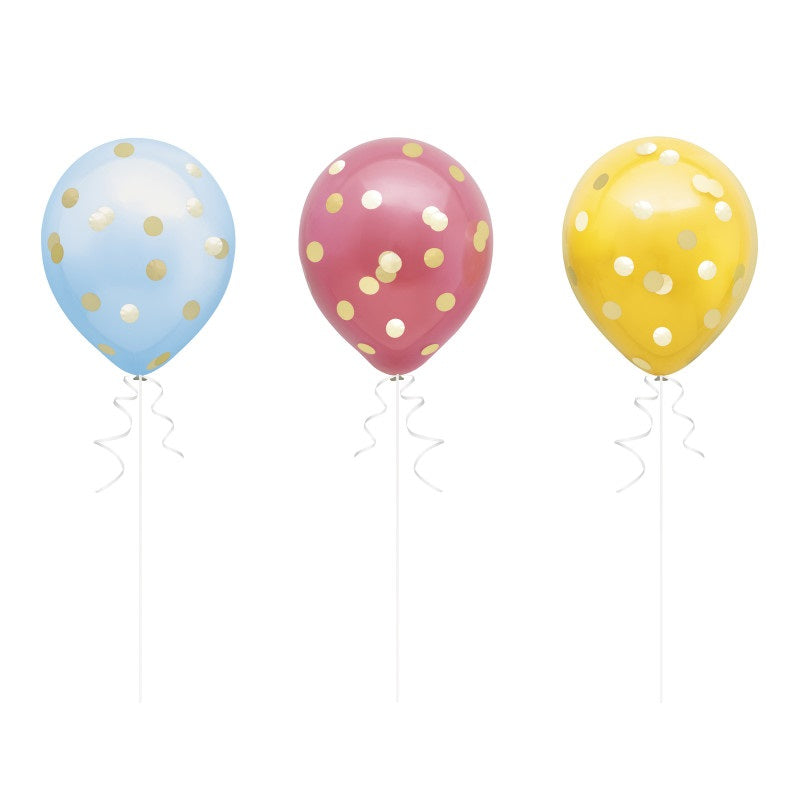Blue  Red  and Yellow Latex Double Stuffed Confetti Balloon Kit
