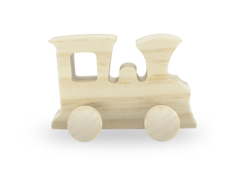 Wood Craft: 4.5" DIY Solid Wood Vehicles w/Moving Wheels D) Train