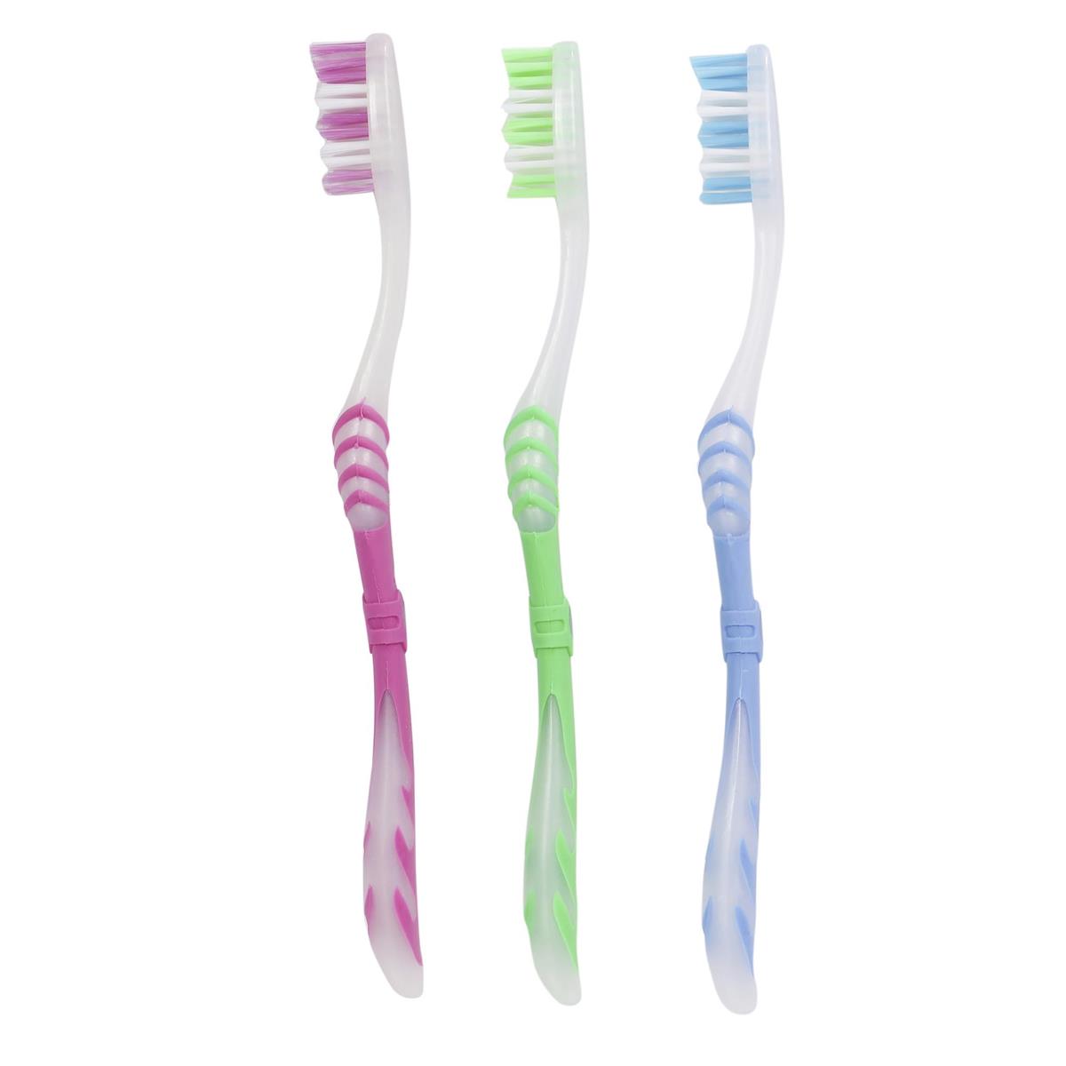 Bodico 3-pc Toothbrush w/Soft Grip Handle, b/c,3col,(HZ)