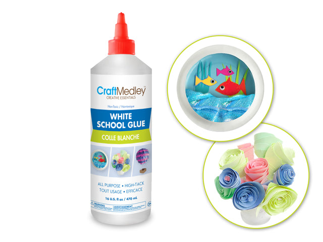 Craft Medley Glue: 500g White All-Purpose School Glue Bottle w/App Lid