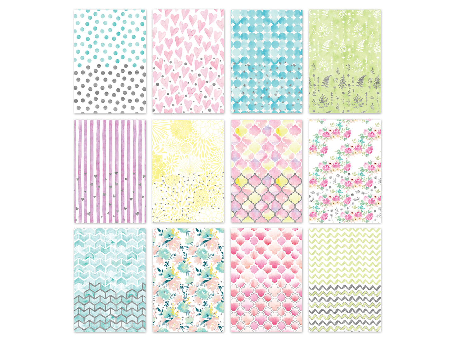 Paper Pads: 5.8"x8.2" Vellum Foil Print Stack Packs 12sheet J) Pattern Medley