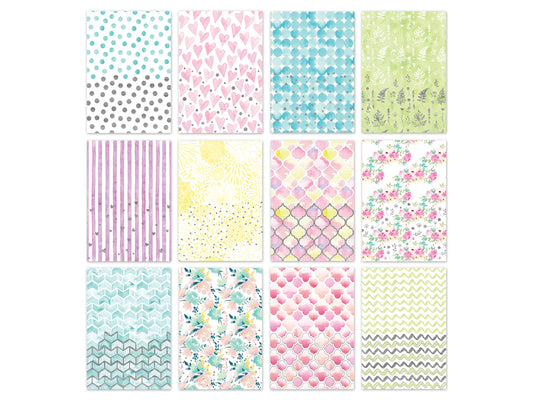 Paper Pads: 5.8"x8.2" Vellum Foil Print Stack Packs 12sheet J) Pattern Medley