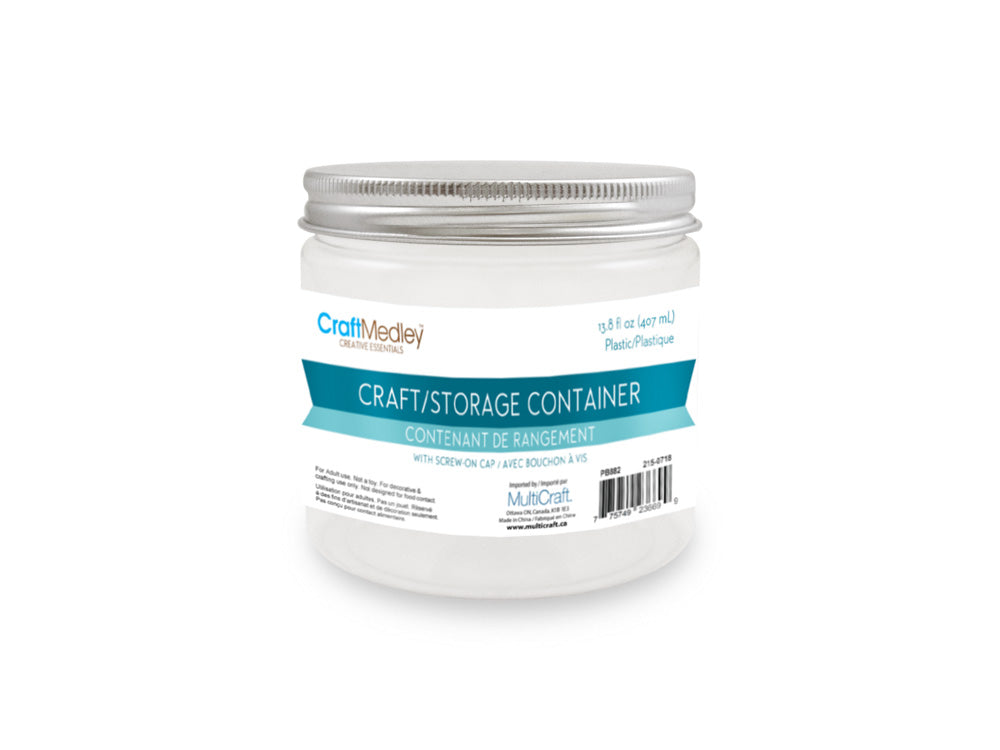 Craft Storage: 8.5x8.5cm (407ml) Plastic Wide-Mouth Jar w/Alum Screw-Top