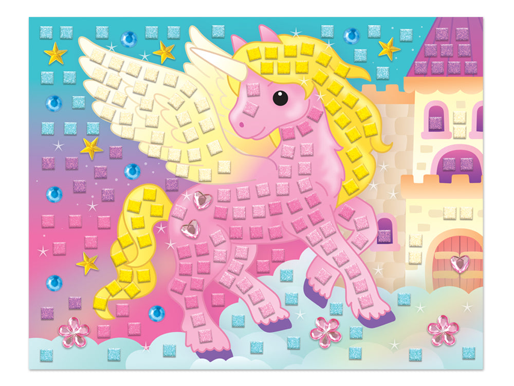 Krafty Kids Kit: DIY Glitter Mosaic Art Kit w/Gems G) Flying Unicorn