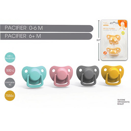 Tootsie Baby, Matte 2pcs Pacifier 4 col, 0m+/6m+, bc,(solid colours)