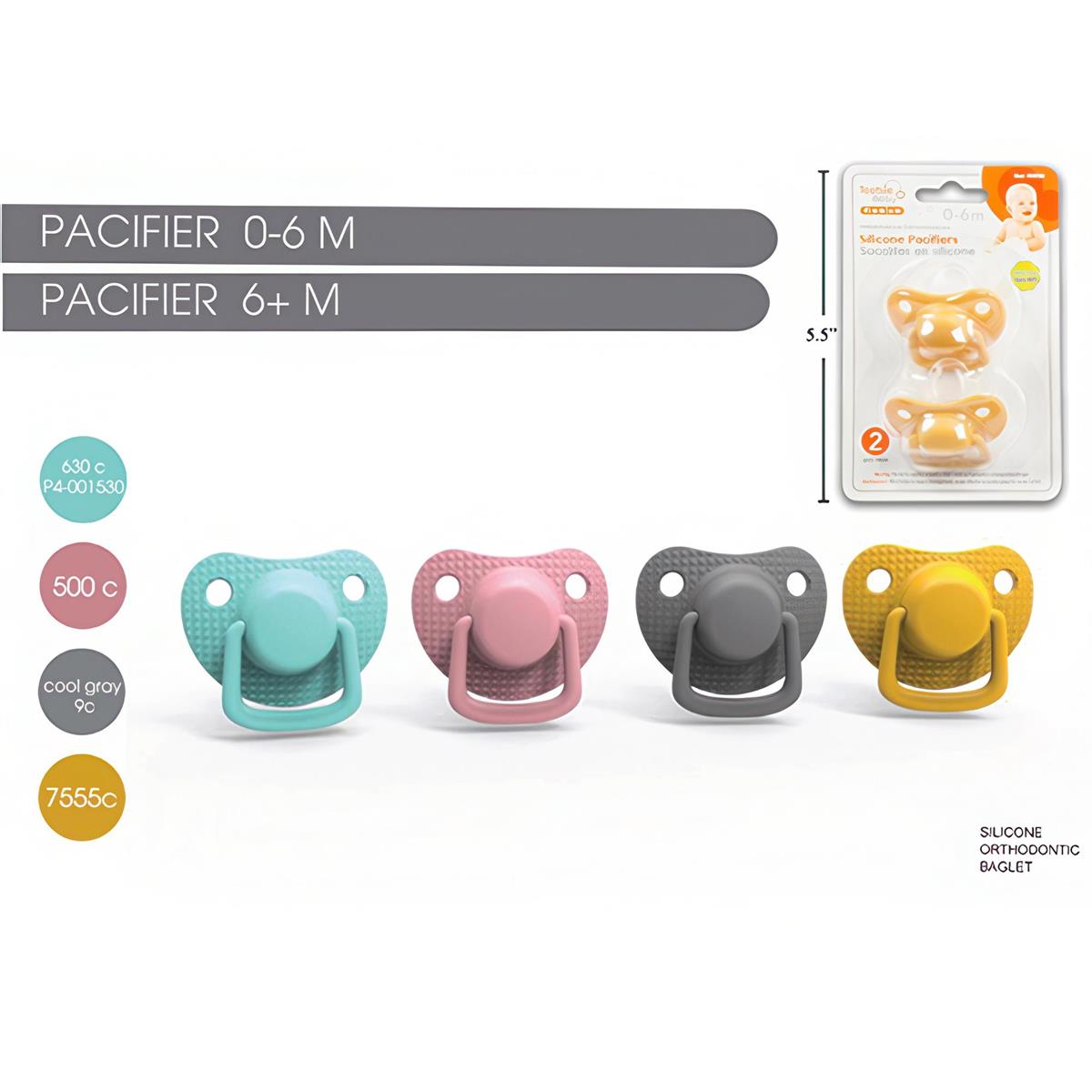 Tootsie Baby, Matte 2pcs Pacifier 4 col, 0m+/6m+, bc,(solid colours)