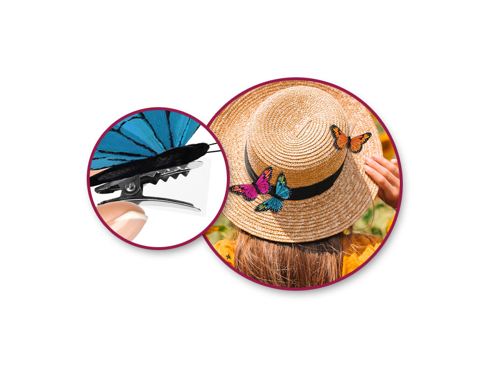 Craft Decor: 3.25"x1.75" Feathered Monarch Butterflies x3 w/Gator Clip B) Glam