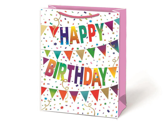 Paper T. Gift Bag, Jumbo, Bday Banner, Matte/HS, 157GSM, tag+j-hook