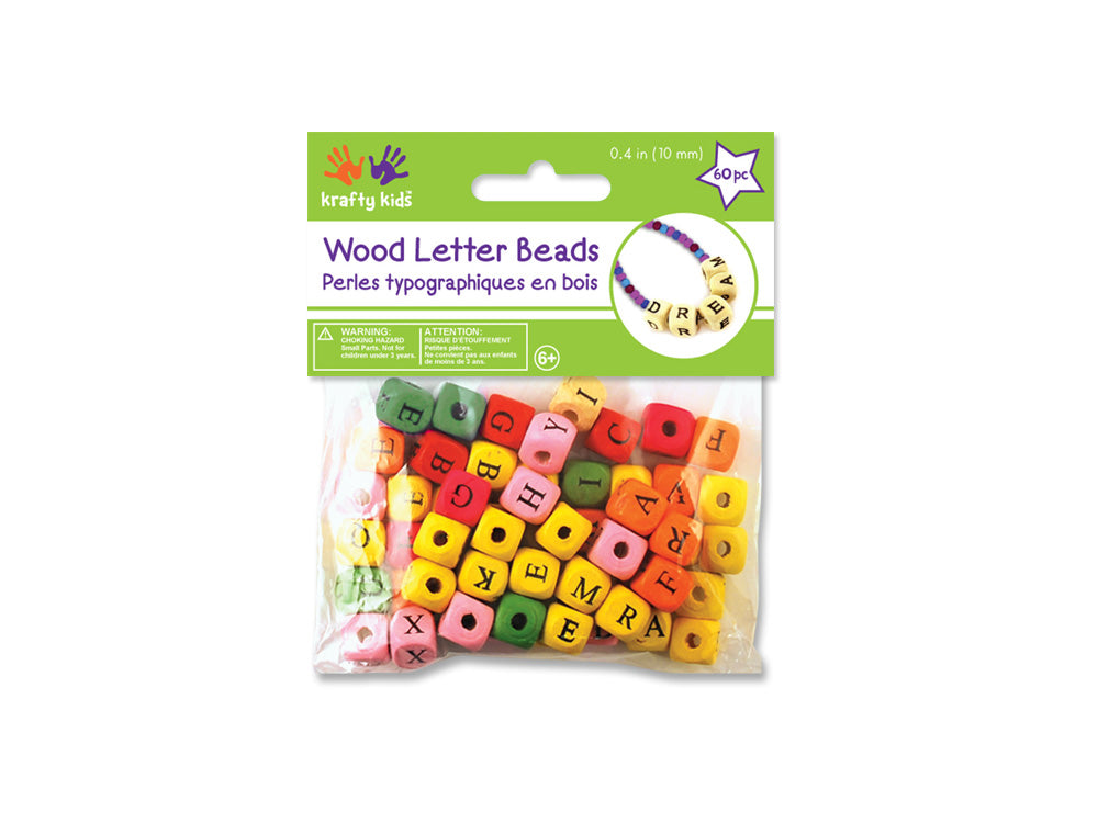 Wood Beads: 1cm Alphabet Beads 60/pk Asst B) Multi Mix