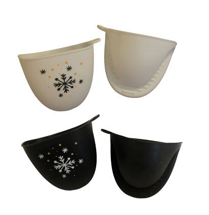*SILICONE MINI-MITT-SNOWFLAKE -B/W