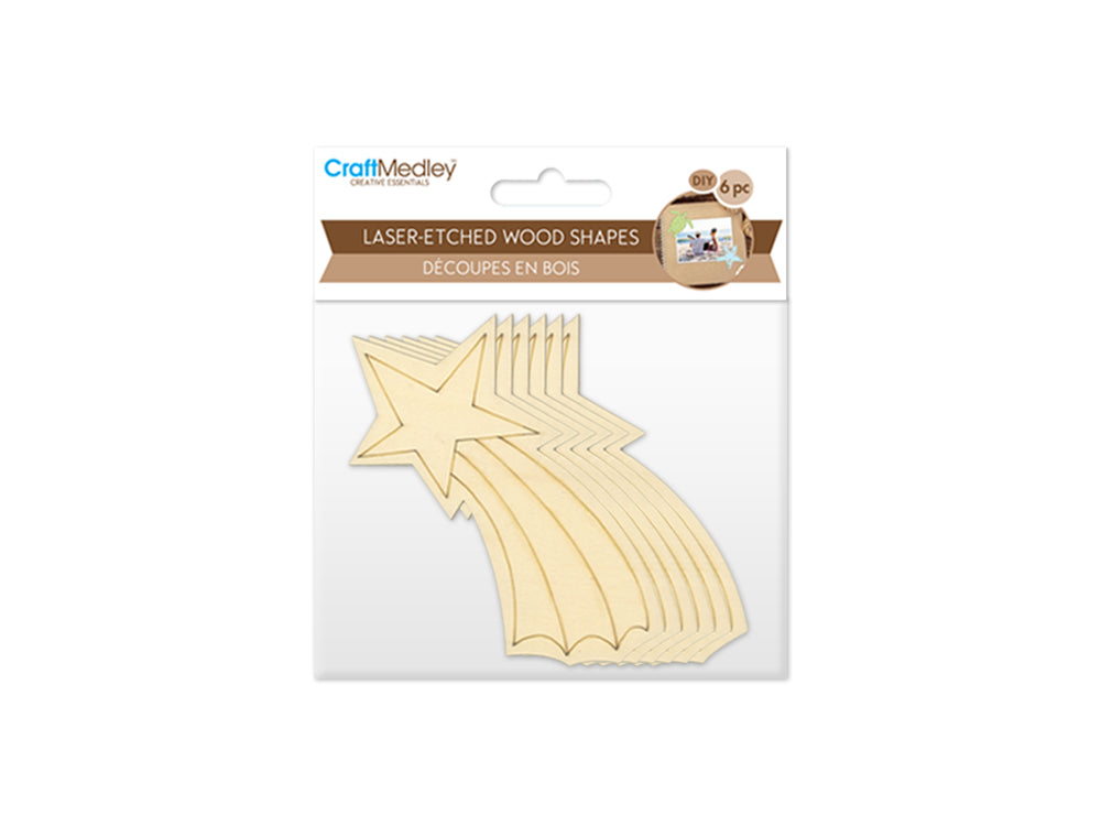 Wood Craft: Laser-Etched Wood Shapes x6 H) Shooting Star