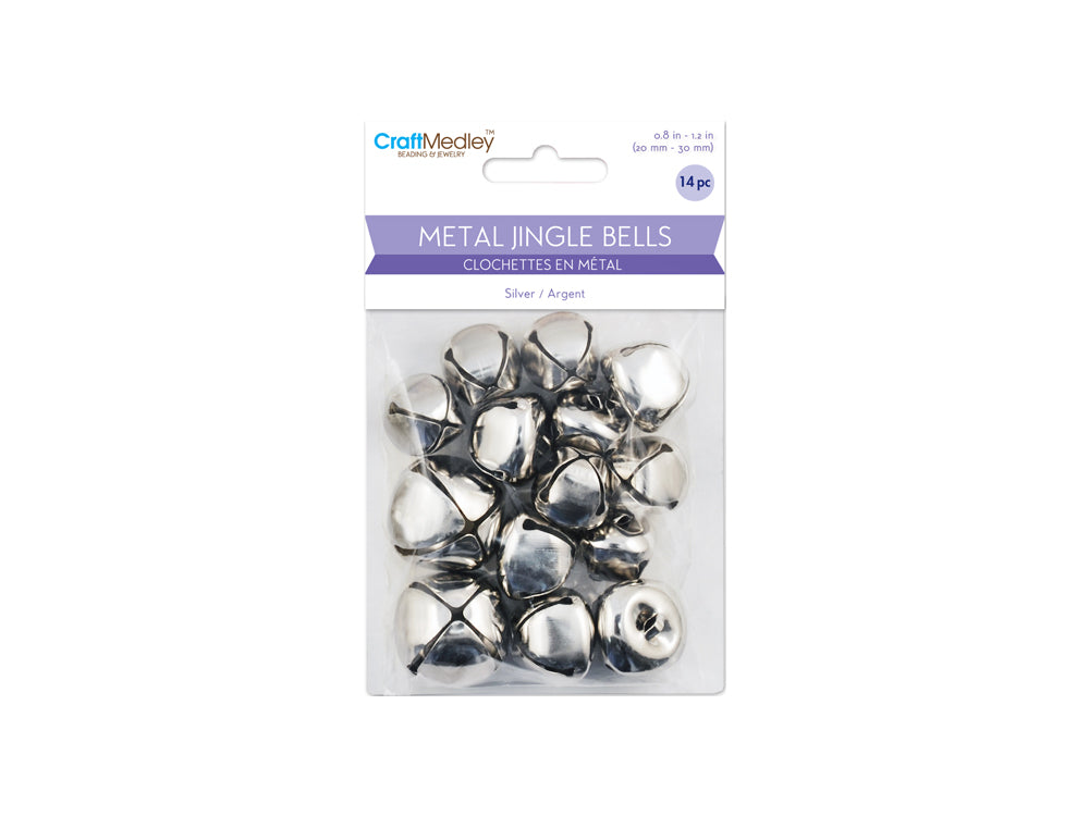 Craft Medley: 20mm-30mm Jingle Bells Metal B) Silver