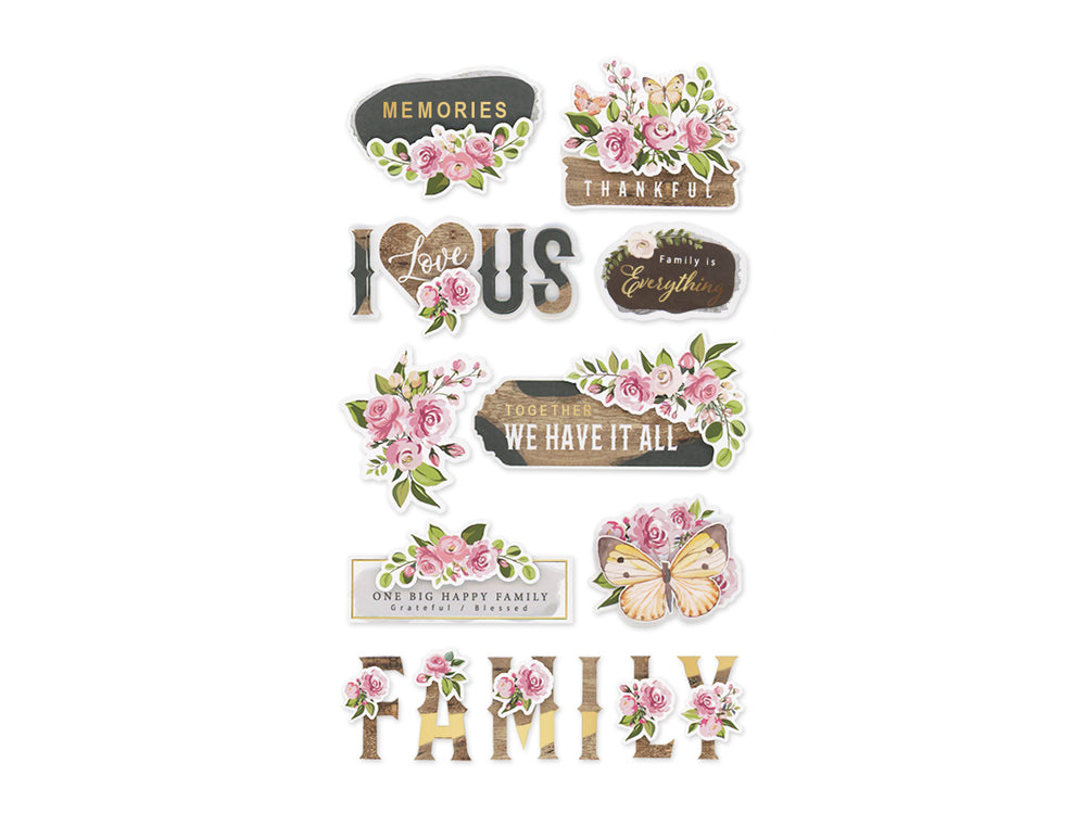 Handmade Sticker: 4.4"x7.5" 3D Themed Elements O) Family Is Everything
