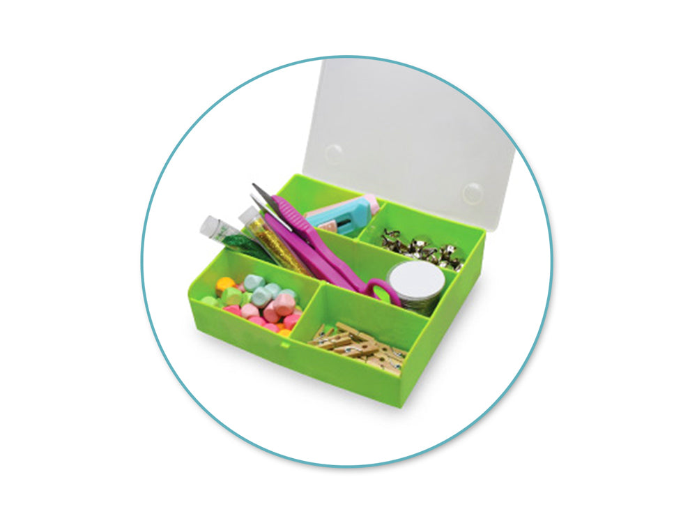 Craft/Bead Storage: 5.25x4.75x1.5" Stackable Organizer Box w/Lid