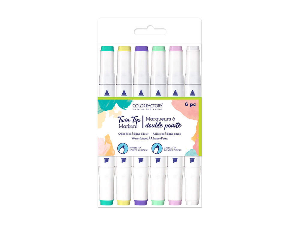 Color Factory: Water-Based Twin Markers Fine+Broad Tips 6pk B) Pastels