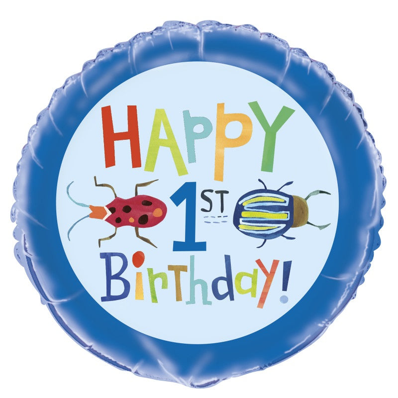 Bug 1st Birthday Round Foil Balloon 18"  Packaged