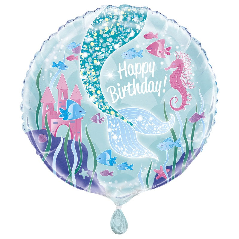 Mermaid Round Foil Balloon 18"  Packaged