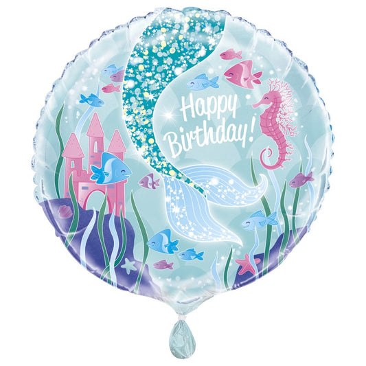 Mermaid Round Foil Balloon 18"  Packaged
