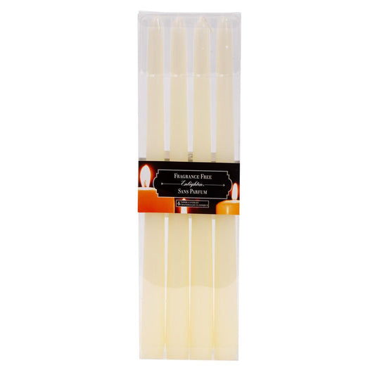 KG Enlighten 4Pk 12" Taper Candle, Ivory, Unscented (Az)