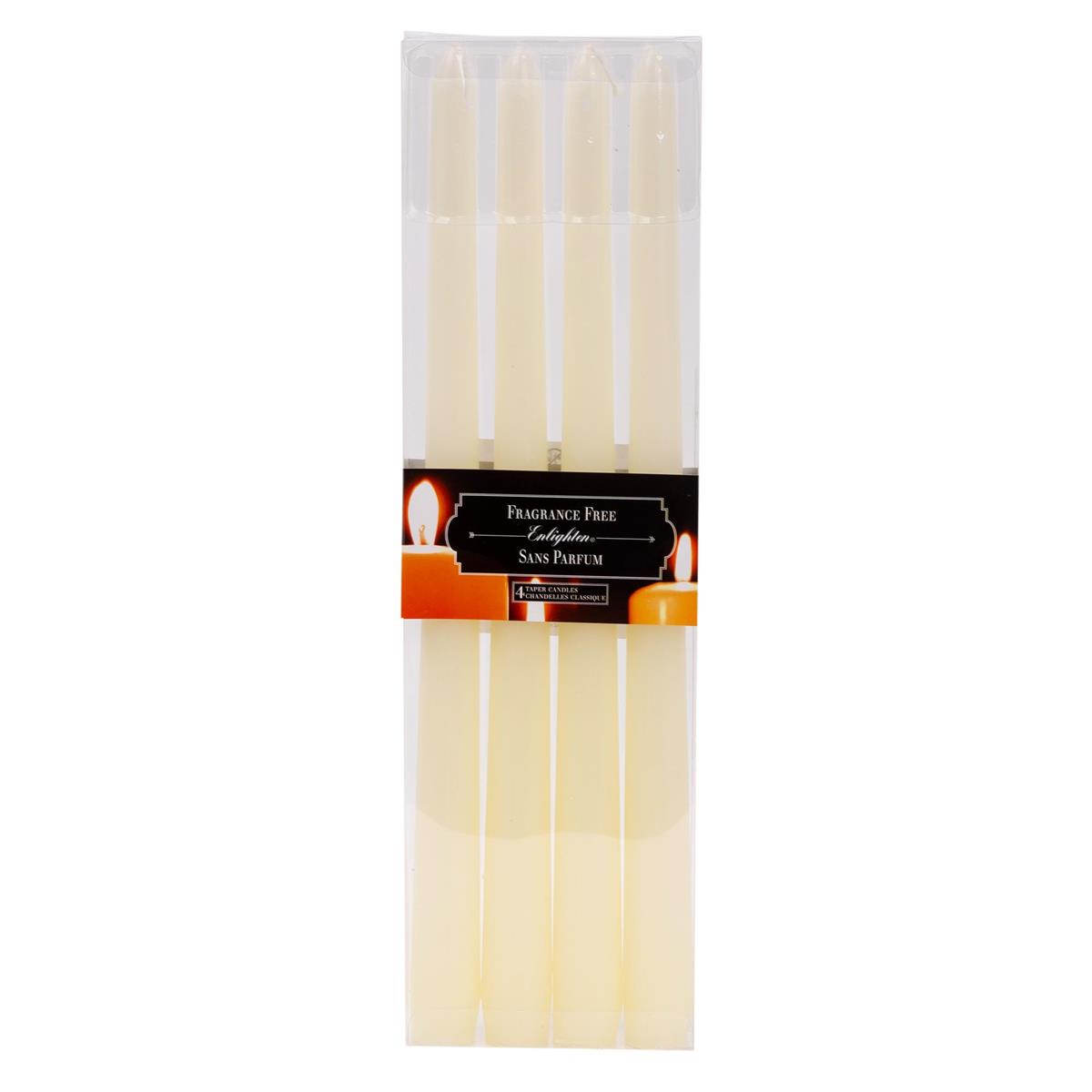 KG Enlighten 4Pk 12" Taper Candle, Ivory, Unscented (Az)