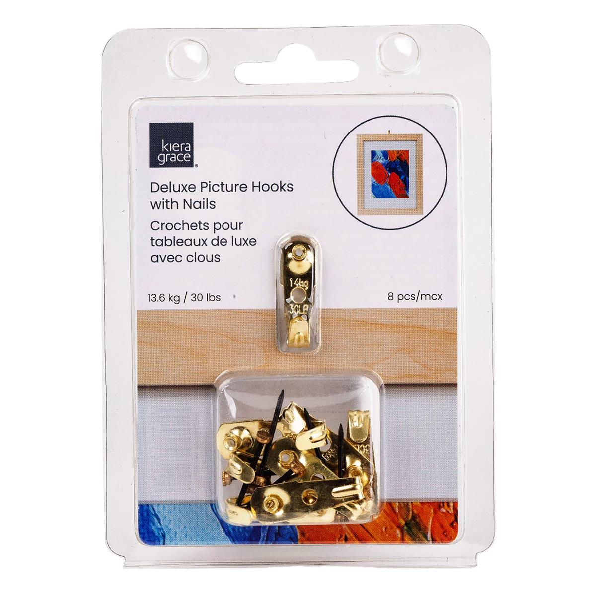 KG 8-PC Picture Hooks Weight limit: 30lbs, Clam shell