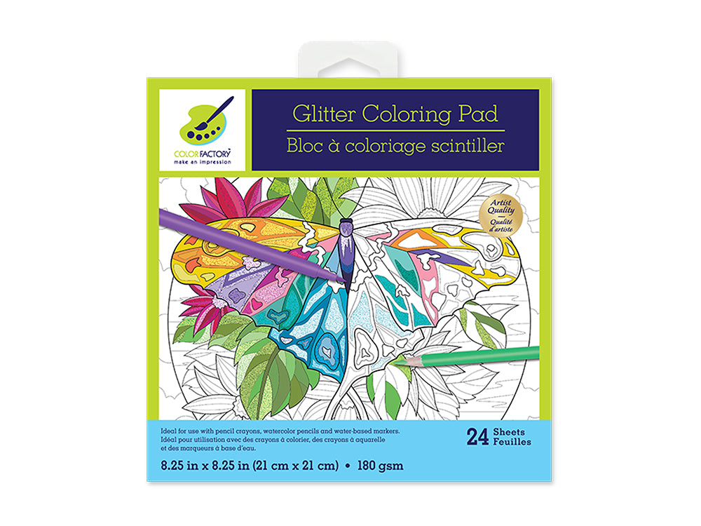 Color Factory: Glitter Coloring Pad 8.25"X8.25" 180Gsm 24Sht F) Floral Glam