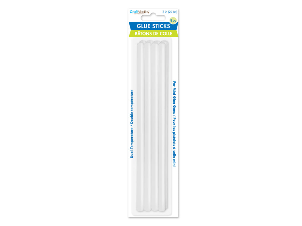 Craft Medley Glue Sticks: 8" Mini Dual Temp x8 7mm Thick