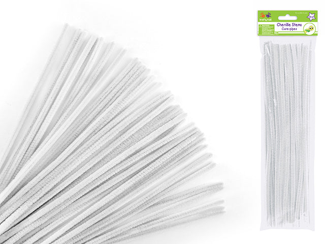 Chenille Stems: 6mmx30cm Standard Pipe Cleaners 40pc N) White