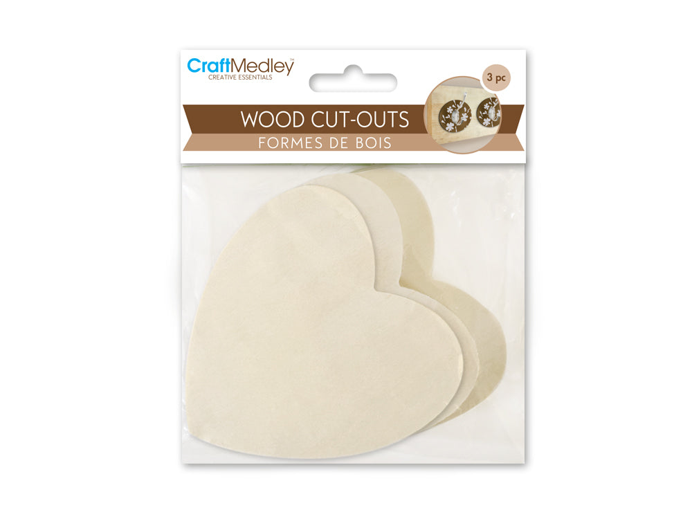 Craftwood: 3pc Wood Cut-Outs 6mm(T) 8.7*8.7cm A) Heart