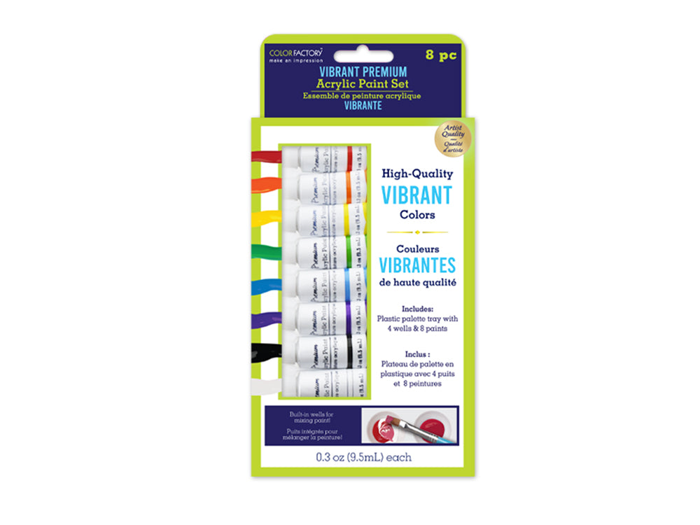 Color Factory: 76ml Premium Acrylic Paint Set 8x9.5ml Tubes A) Basics