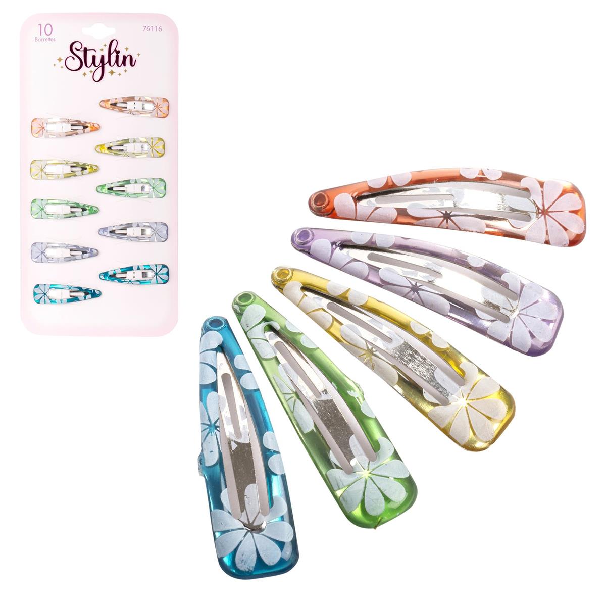 Stylin G, 10p Snap Barrette flower print, header card