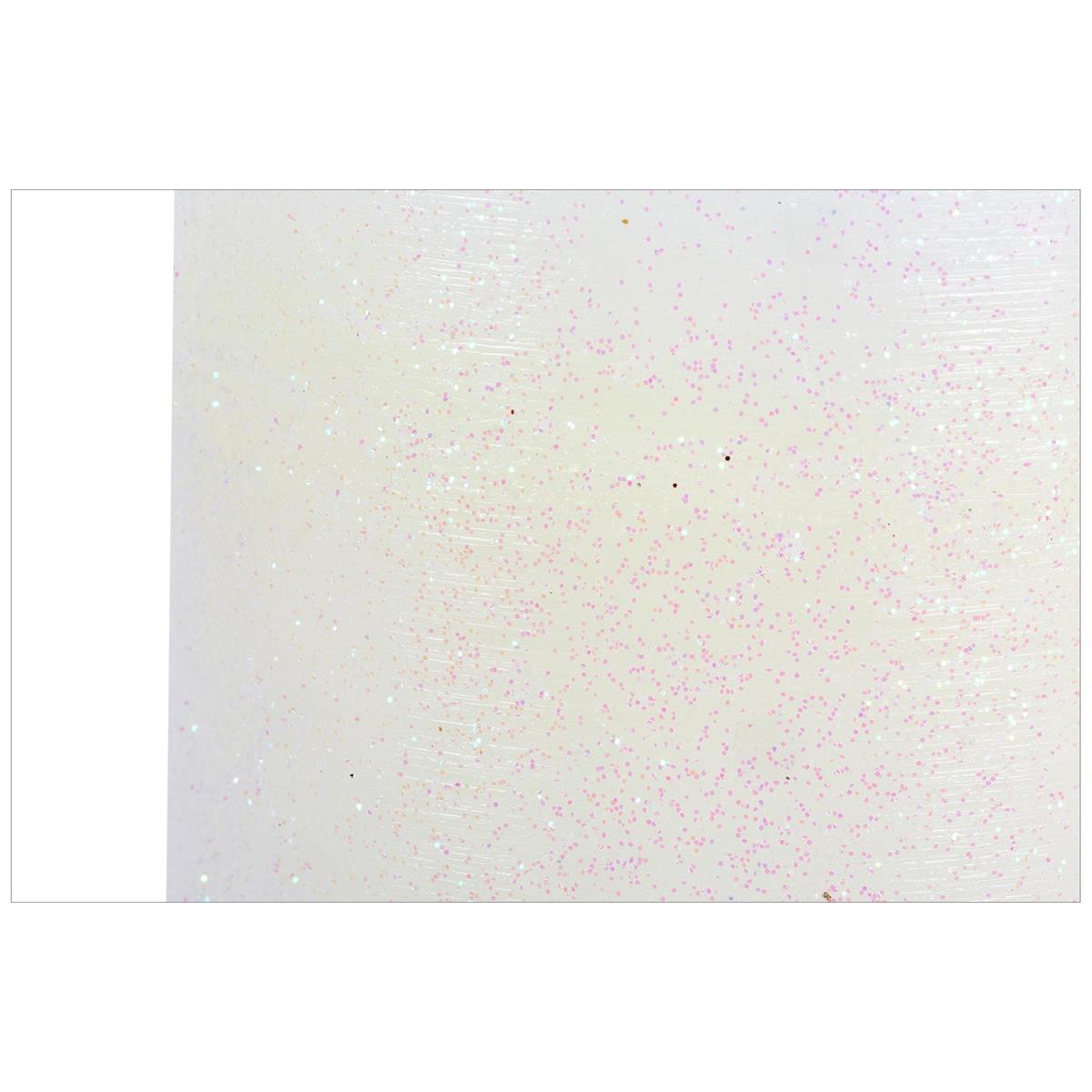 Enlighten 2.95"x2.95" Metallic Wht. Pillar Candle w/Glitter, label